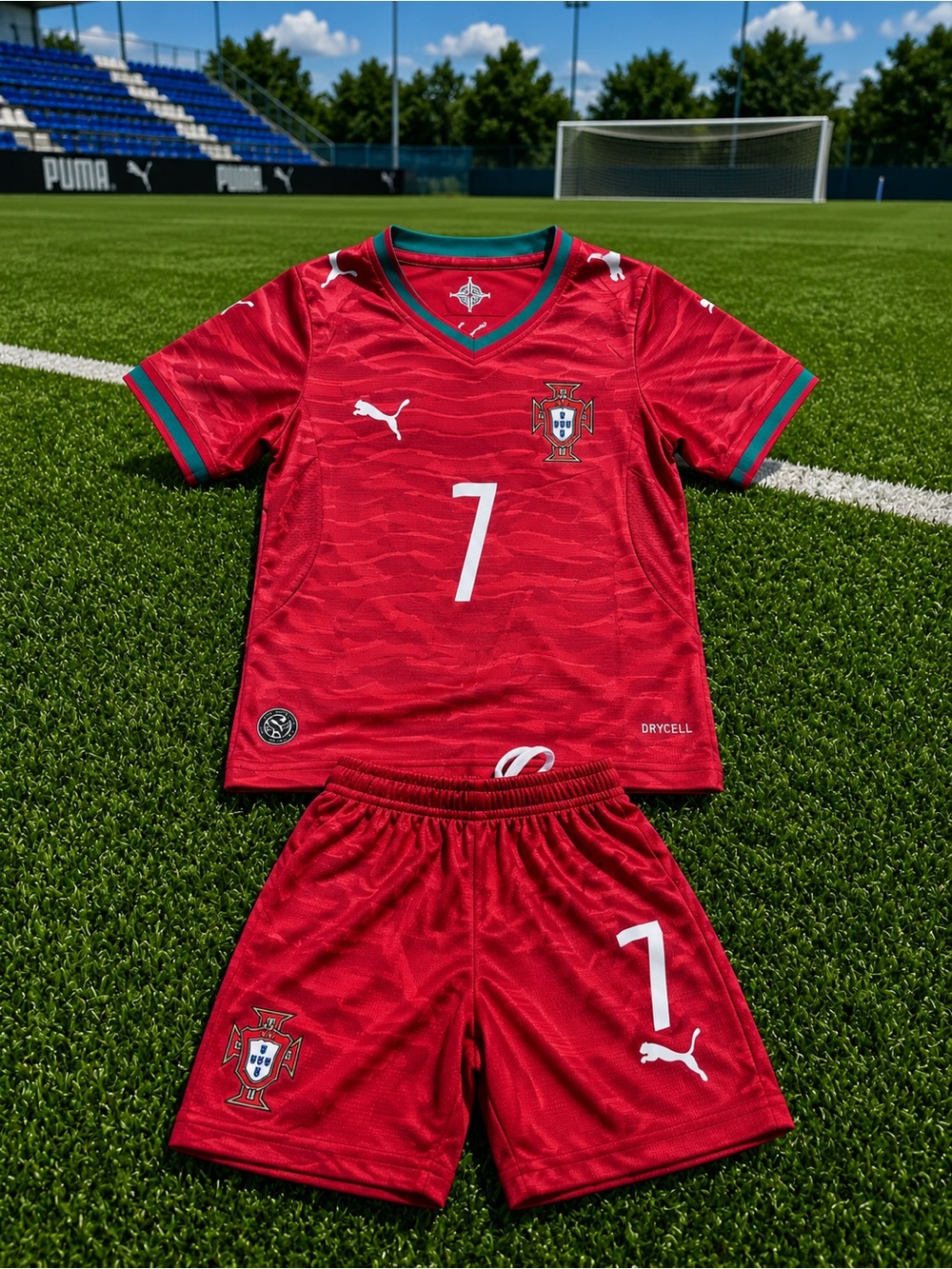 Puma Red Portugal Soccer Kit with Green Trim